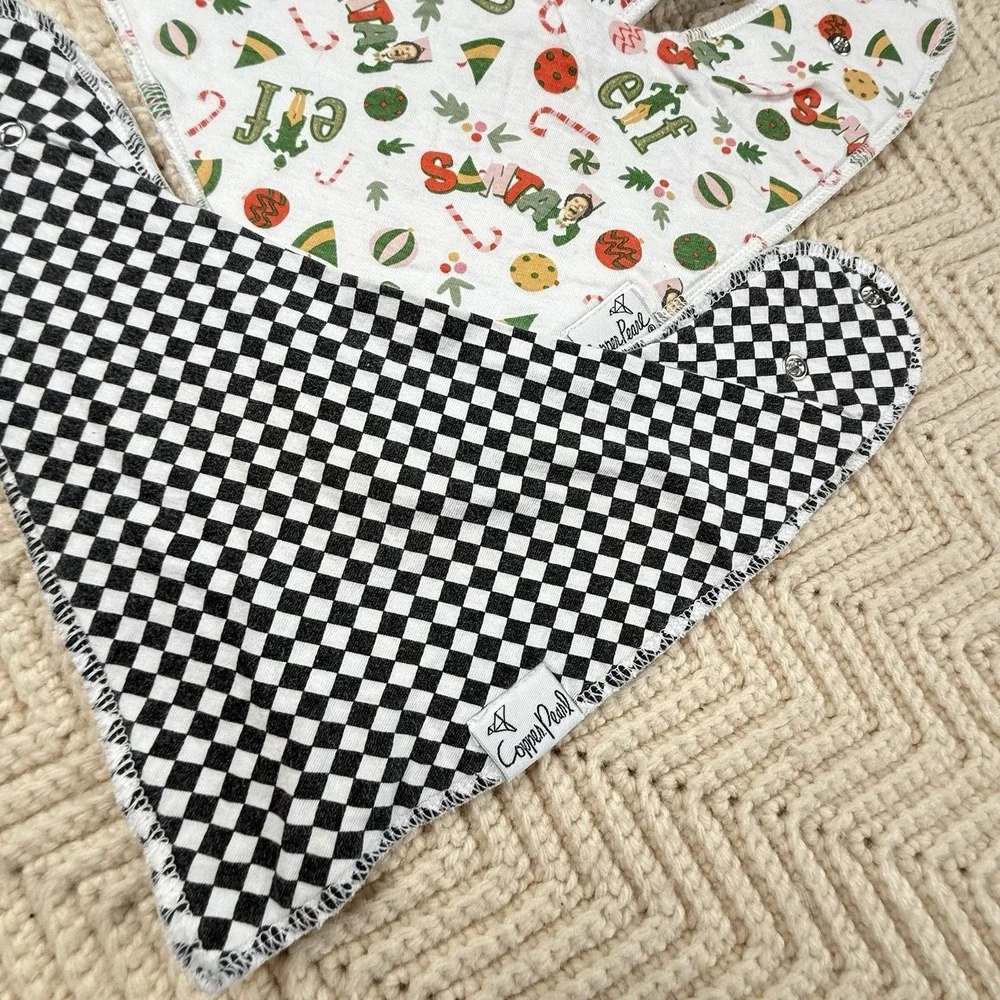 Copper Pearl Bandana Bibs Lot of 3 Cotton Set Elf Christmas Story Checkered